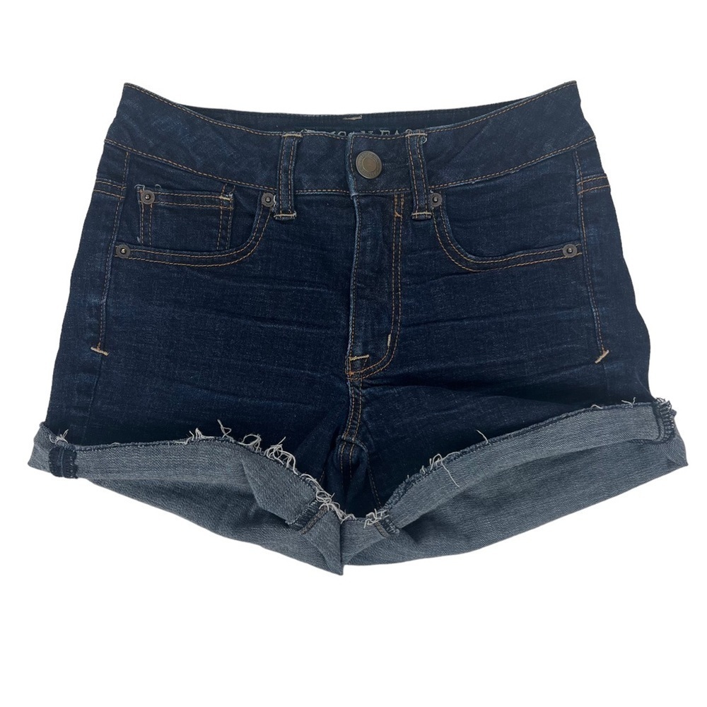 AMERICAN EAGLE OUTFITTERS Women’s Blue Jean Shorts Sz 2 Super Stretch Dark Wash